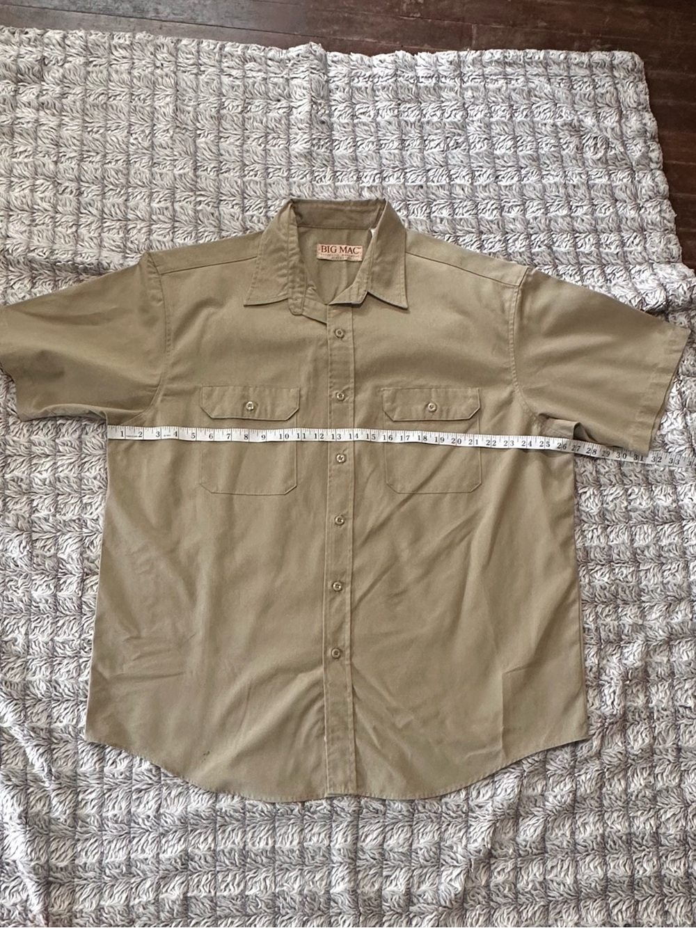Big Mac Authentic Workmen Short Sleeve Work Shirt - Tan Size XL